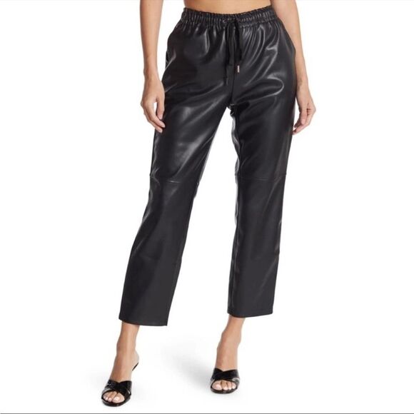 Laundry by Shelli Segal EUC Faux Leather Black Joggers Pants Size S - Picture 10 of 10